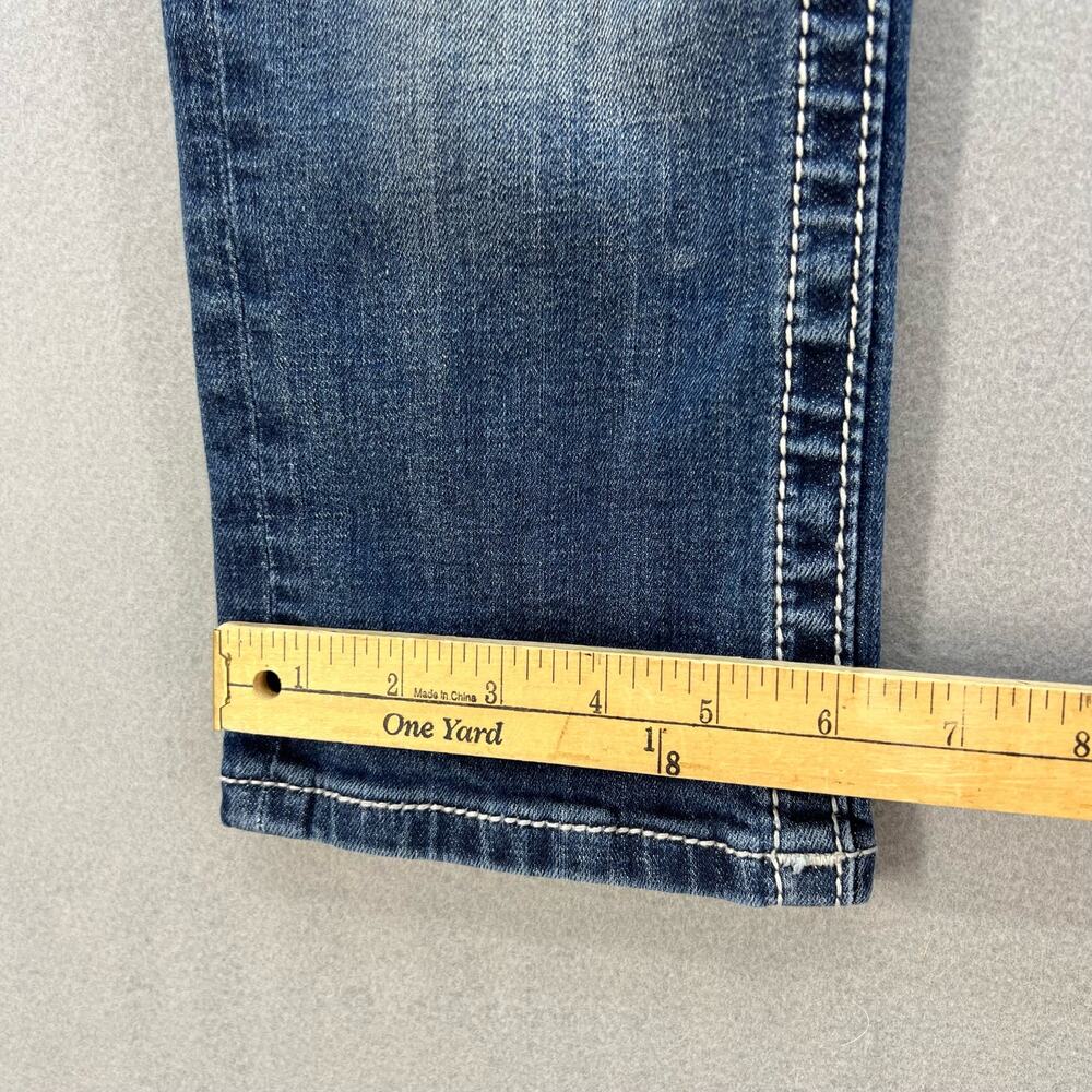 Miss Me Jeans Women's 25 (0) Dark Blue Signature Cuffed Capri Zipper Moto - Picture 8 of 14